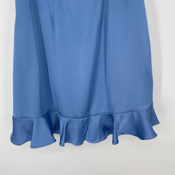 ASTR The Label Marla Flutter Strap Blue Satin Mini Dress New Womens Medium - Picture 9 of 11